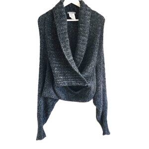 Sarah Pacini gray merino wrap cardigan One Size
